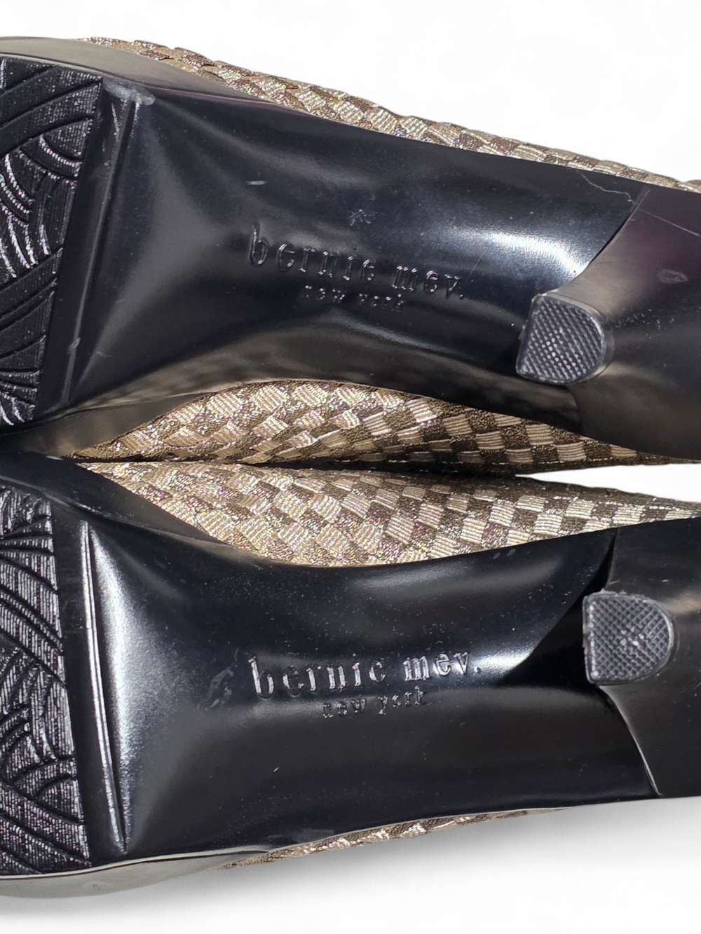 NEW Bernie Mev Chesca Golden Bronze Woven High Heel Booties Size 39 / 8.5 - Picture 11 of 12